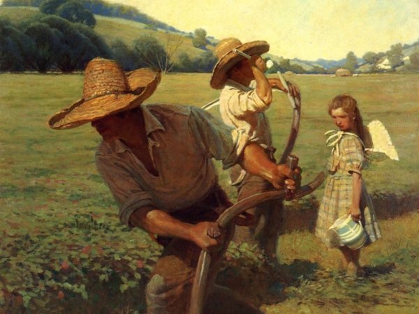 FC Bergman / Toneelhuis - Werken en dagen (beeld: beeld: Newell Convers Wyeth - The Scythers 1908)